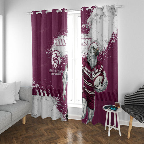 Personalised Manly Warringah Sea Eagles Rugby Window Curtain MAN Mascot - Sporty Splash Art Style