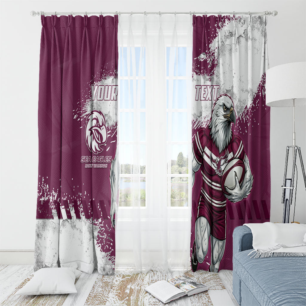 Personalised Manly Warringah Sea Eagles Rugby Window Curtain MAN Mascot - Sporty Splash Art Style