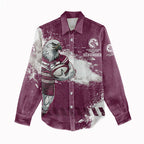 Personalised Manly Warringah Sea Eagles Rugby Women Casual Shirt MAN Mascot - Sporty Splash Art Style