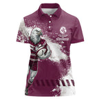 Personalised Manly Warringah Sea Eagles Rugby Women Polo Shirt MAN Mascot - Sporty Splash Art Style