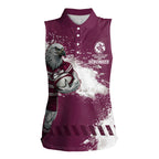 Personalised Manly Warringah Sea Eagles Rugby Women Sleeveless Polo Shirt MAN Mascot - Sporty Splash Art Style