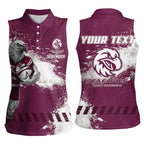 Personalised Manly Warringah Sea Eagles Rugby Women Sleeveless Polo Shirt MAN Mascot - Sporty Splash Art Style