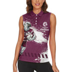 Personalised Manly Warringah Sea Eagles Rugby Women Sleeveless Polo Shirt MAN Mascot - Sporty Splash Art Style