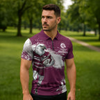 Personalised Manly Warringah Sea Eagles Rugby Zipper Polo Shirt MAN Mascot - Sporty Splash Art Style