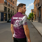 Personalised Manly Warringah Sea Eagles Rugby Zipper Polo Shirt MAN Mascot - Sporty Splash Art Style