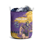 Personalised Melbourne Storm Rugby Laundry Basket Superhero Purple Storm Mascot - Sporty Splash Art Style