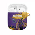Personalised Melbourne Storm Rugby AirPods Case Superhero Purple Storm Mascot - Sporty Splash Art Style