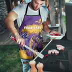 Personalised Melbourne Storm Rugby Apron Superhero Purple Storm Mascot - Sporty Splash Art Style