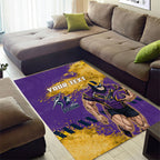 Personalised Melbourne Storm Rugby Area Rug Superhero Purple Storm Mascot - Sporty Splash Art Style