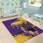 Personalised Melbourne Storm Rugby Area Rug Superhero Purple Storm Mascot - Sporty Splash Art Style