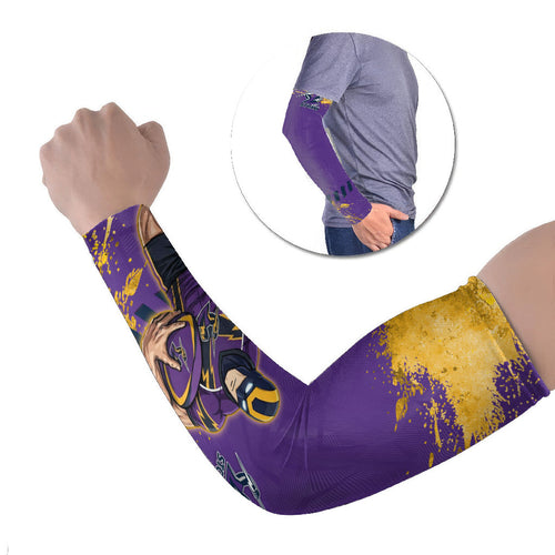 Personalised Melbourne Storm Rugby Arm Sleeves Superhero Purple Storm Mascot - Sporty Splash Art Style