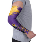 Personalised Melbourne Storm Rugby Arm Sleeves Superhero Purple Storm Mascot - Sporty Splash Art Style