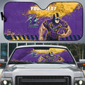 Personalised Melbourne Storm Rugby Auto Sun Shade Superhero Purple Storm Mascot - Sporty Splash Art Style