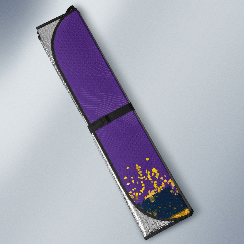 Personalised Melbourne Storm Rugby Auto Sun Shade Superhero Purple Storm Mascot - Sporty Splash Art Style