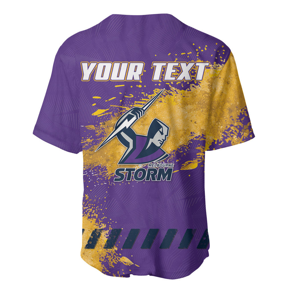 Personalised Melbourne Storm Rugby Baseball Jersey Superhero Purple Storm Mascot - Sporty Splash Art Style