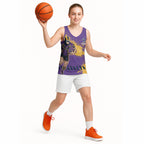 Personalised Melbourne Storm Rugby Basketball Jersey Superhero Purple Storm Mascot - Sporty Splash Art Style