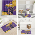 Personalised Melbourne Storm Rugby Bathroom Set Superhero Purple Storm Mascot - Sporty Splash Art Style