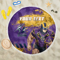 Personalised Melbourne Storm Rugby Beach Blanket Superhero Purple Storm Mascot - Sporty Splash Art Style