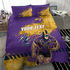 Personalised Melbourne Storm Rugby Bedding Set Superhero Purple Storm Mascot - Sporty Splash Art Style