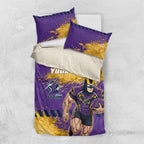 Personalised Melbourne Storm Rugby Bedding Set Superhero Purple Storm Mascot - Sporty Splash Art Style