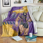 Personalised Melbourne Storm Rugby Blanket Superhero Purple Storm Mascot - Sporty Splash Art Style