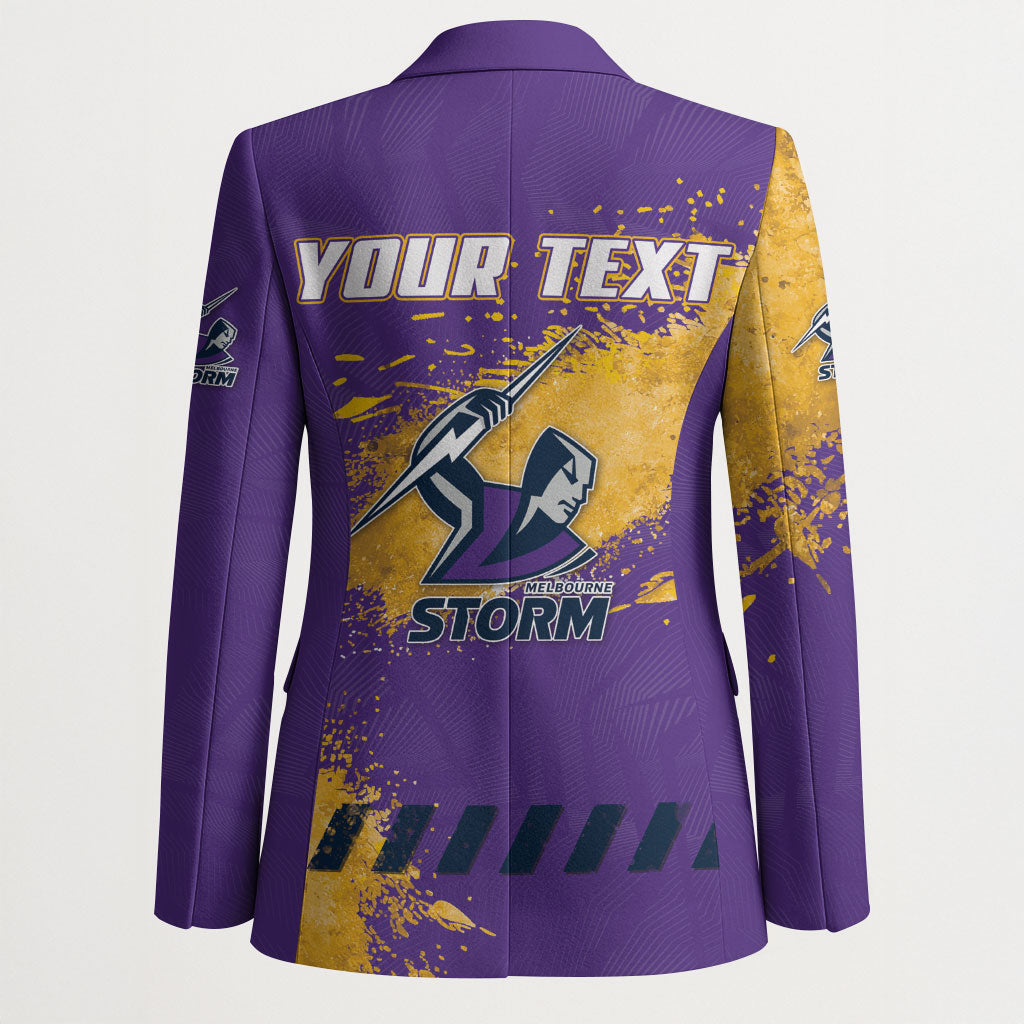 Personalised Melbourne Storm Rugby Blazer Superhero Purple Storm Mascot - Sporty Splash Art Style