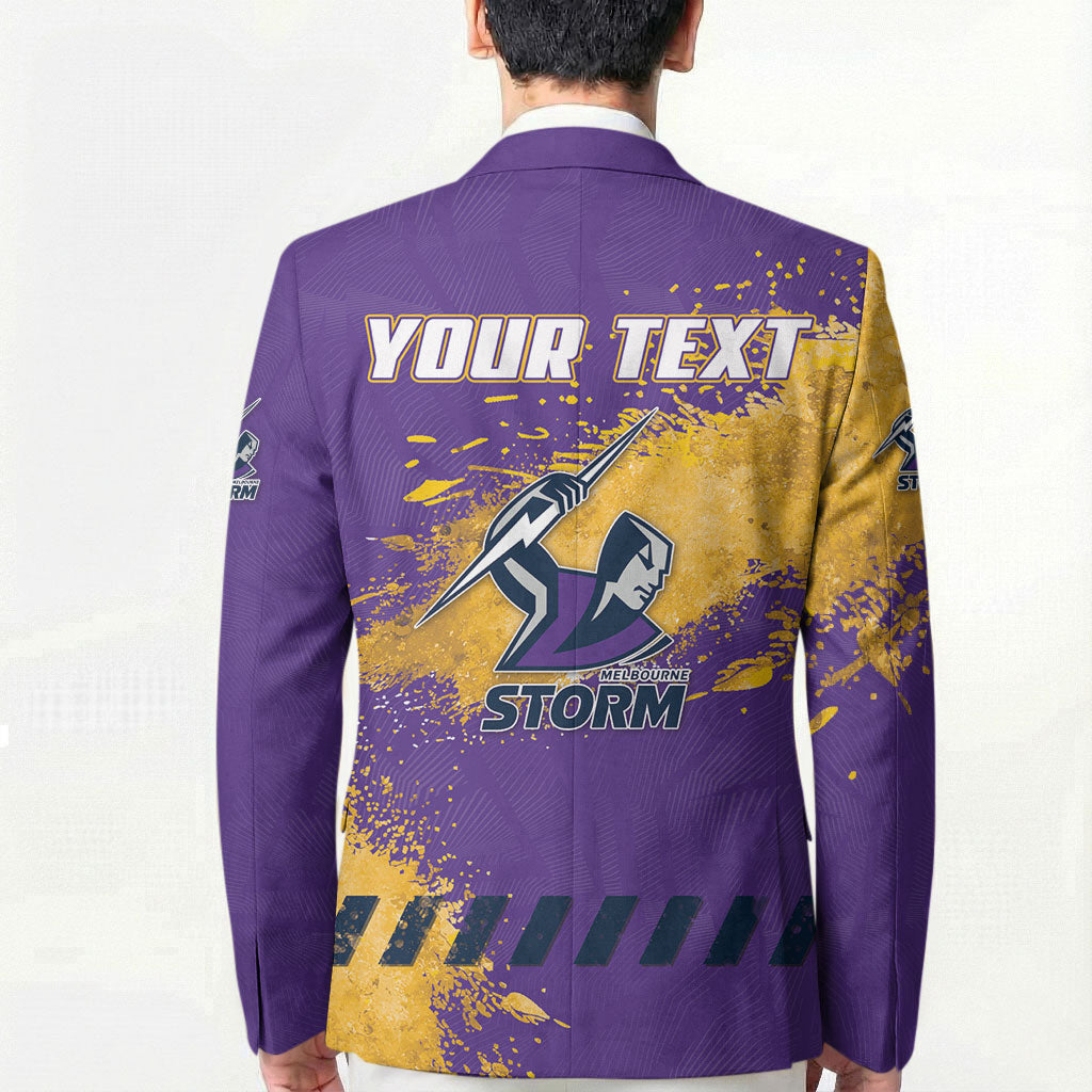 Personalised Melbourne Storm Rugby Blazer Superhero Purple Storm Mascot - Sporty Splash Art Style