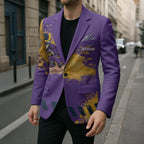 Personalised Melbourne Storm Rugby Blazer Superhero Purple Storm Mascot - Sporty Splash Art Style
