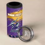 Personalised Melbourne Storm Rugby 4 in 1 Can Cooler Tumbler Superhero Purple Storm Mascot - Sporty Splash Art Style