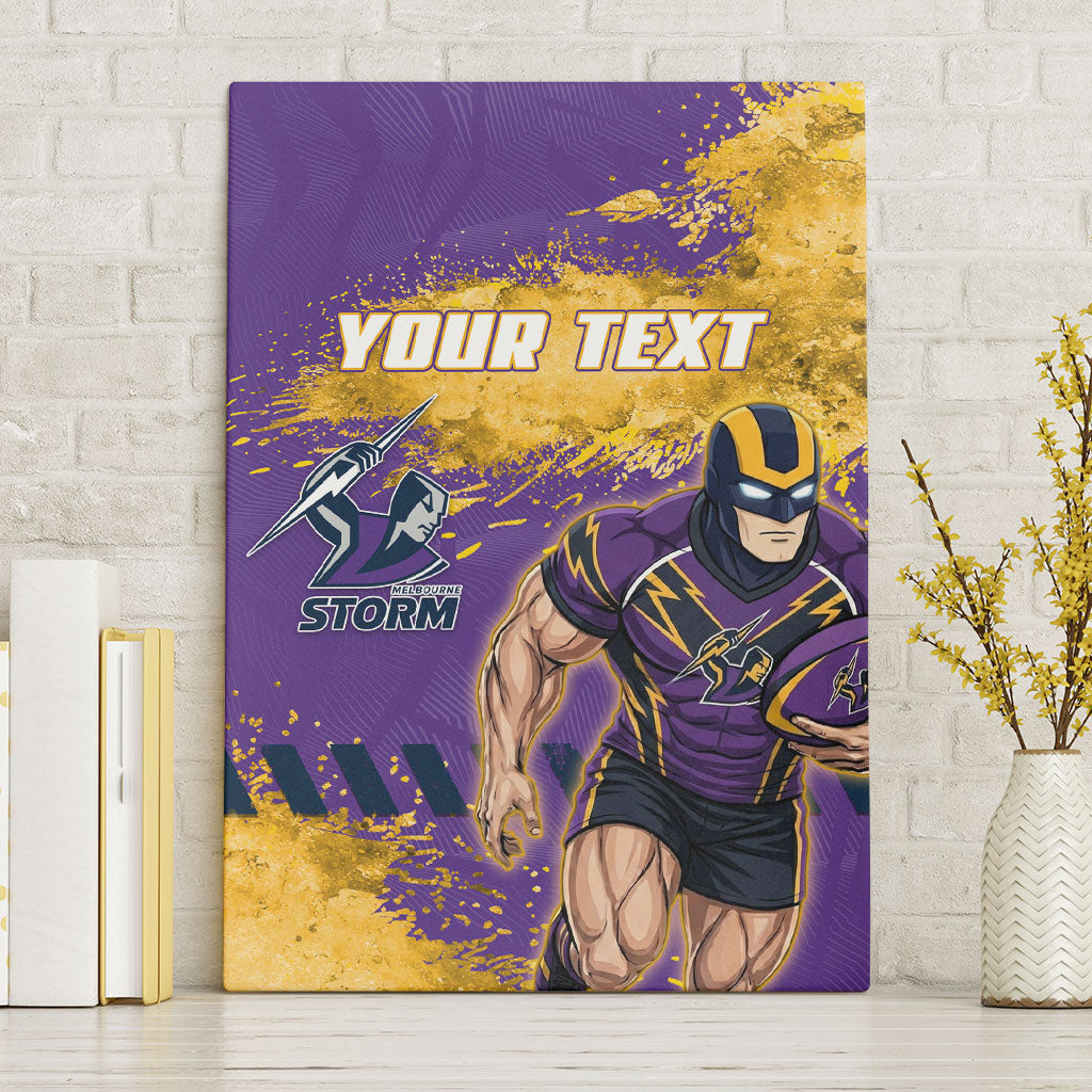 Personalised Melbourne Storm Rugby Canvas Wall Art Superhero Purple Storm Mascot - Sporty Splash Art Style