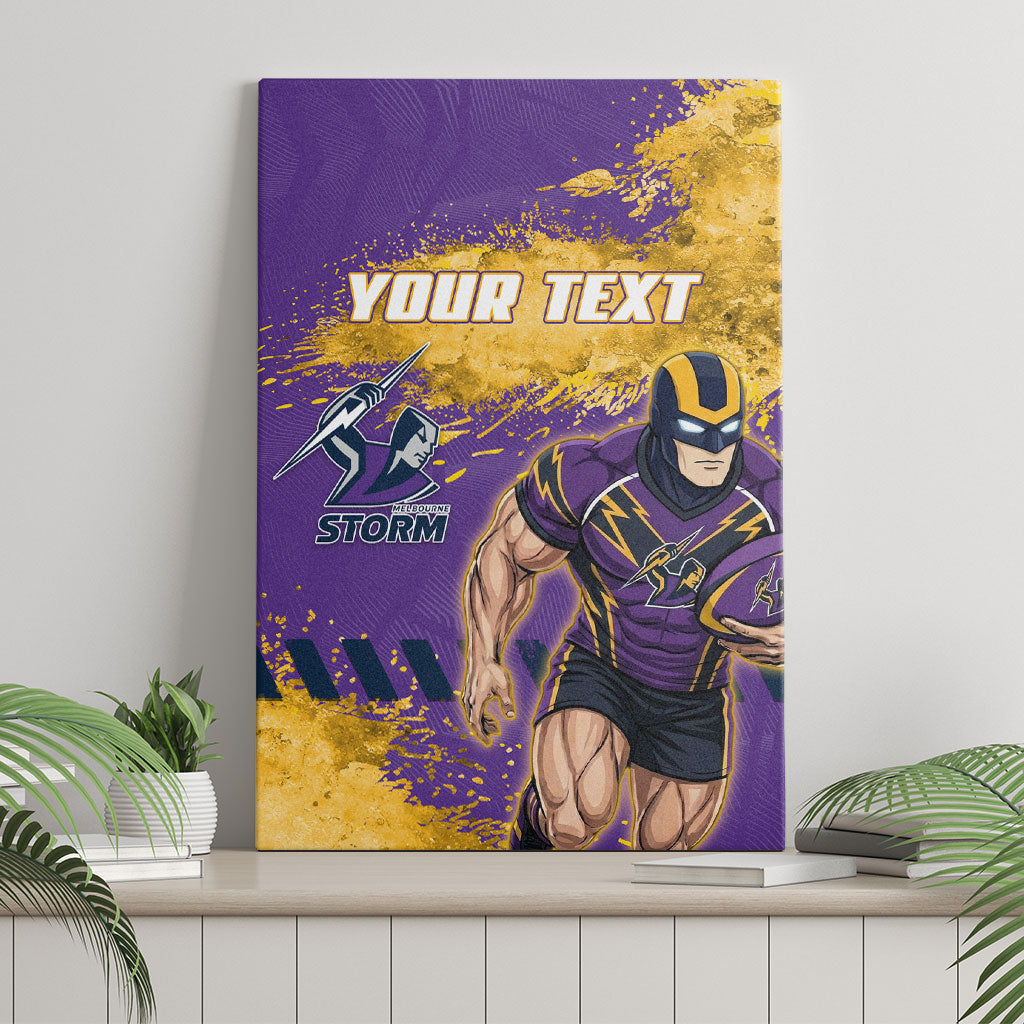 Personalised Melbourne Storm Rugby Canvas Wall Art Superhero Purple Storm Mascot - Sporty Splash Art Style