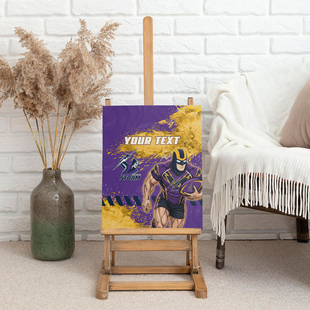 Personalised Melbourne Storm Rugby Canvas Wall Art Superhero Purple Storm Mascot - Sporty Splash Art Style