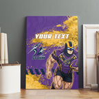 Personalised Melbourne Storm Rugby Canvas Wall Art Superhero Purple Storm Mascot - Sporty Splash Art Style