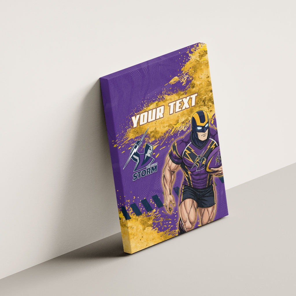 Personalised Melbourne Storm Rugby Canvas Wall Art Superhero Purple Storm Mascot - Sporty Splash Art Style