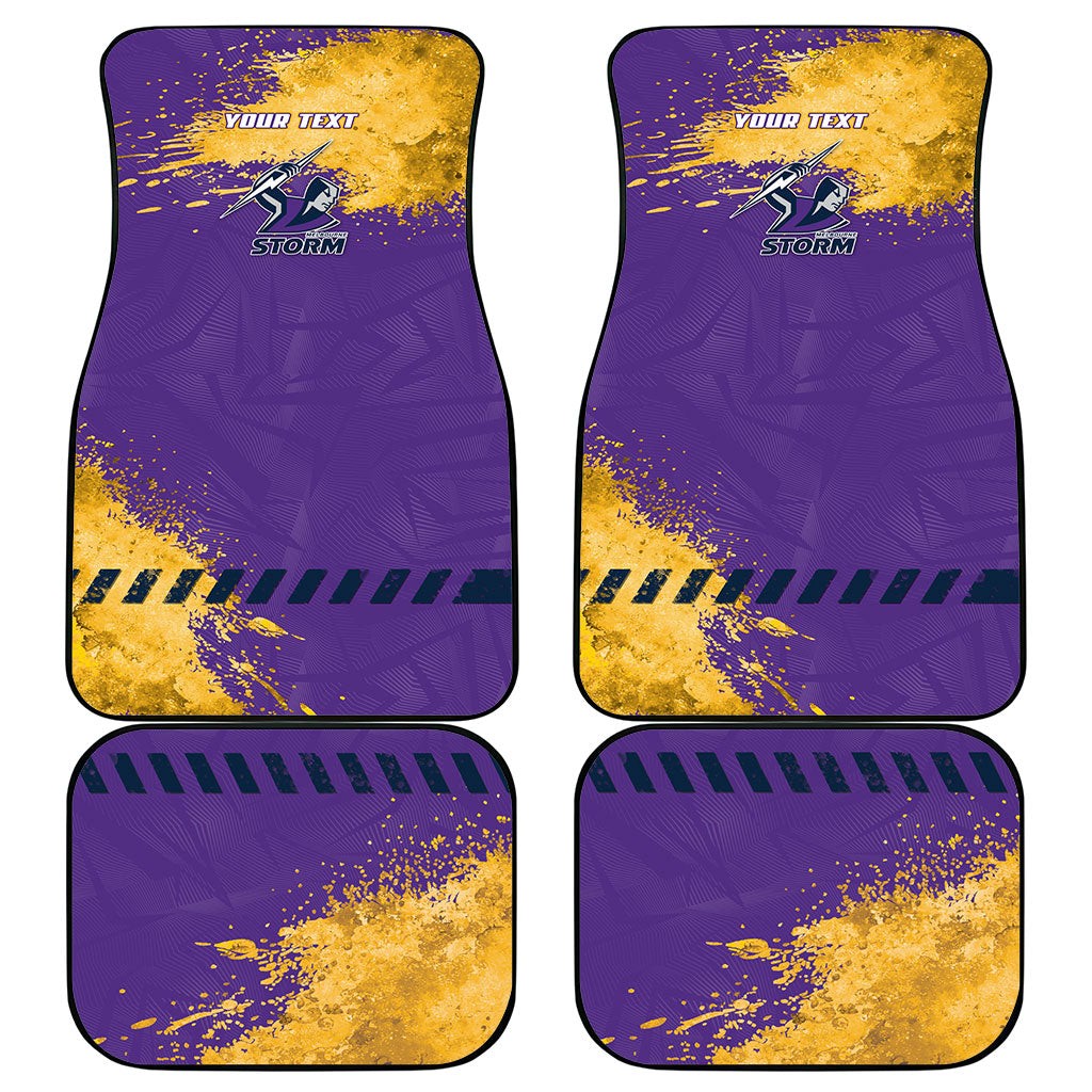 Personalised Melbourne Storm Rugby Car Mats Superhero Purple Storm Mascot - Sporty Splash Art Style