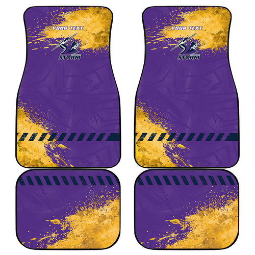 Personalised Melbourne Storm Rugby Car Mats Superhero Purple Storm Mascot - Sporty Splash Art Style