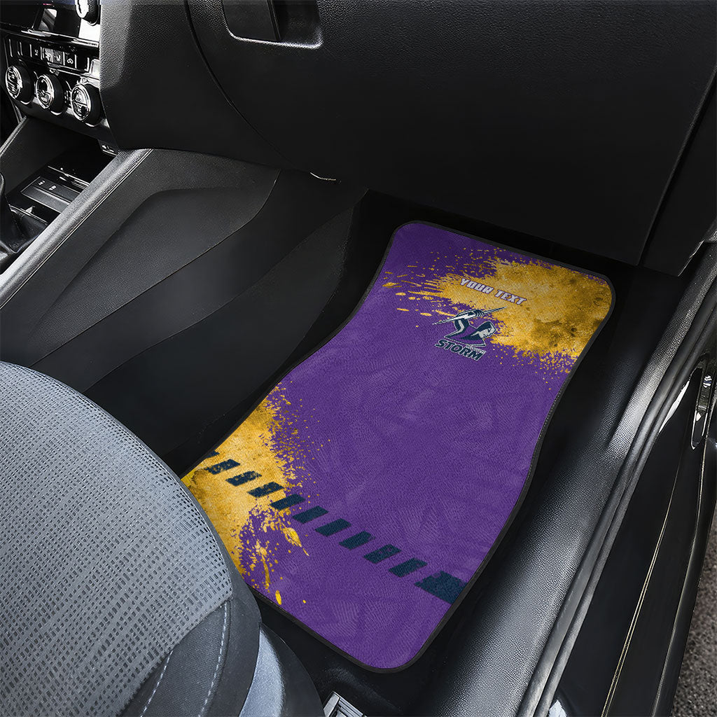 Personalised Melbourne Storm Rugby Car Mats Superhero Purple Storm Mascot - Sporty Splash Art Style