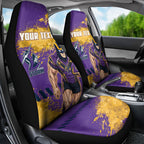 Personalised Melbourne Storm Rugby Car Seat Cover Superhero Purple Storm Mascot - Sporty Splash Art Style
