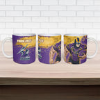 Personalised Melbourne Storm Rugby Ceramic Mug Superhero Purple Storm Mascot - Sporty Splash Art Style