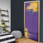 Personalised Melbourne Storm Rugby Door Cover Superhero Purple Storm Mascot - Sporty Splash Art Style