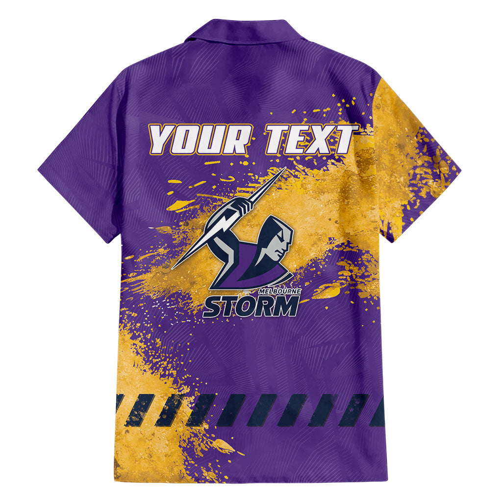 Personalised Melbourne Storm Rugby Family Matching Long Sleeve Bodycon Dress and Hawaiian Shirt Superhero Purple Storm Mascot - Sporty Splash Art Style