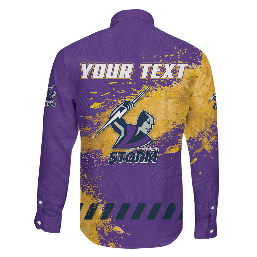 Personalised Melbourne Storm Rugby Family Matching Long Sleeve Bodycon Dress and Hawaiian Shirt Superhero Purple Storm Mascot - Sporty Splash Art Style