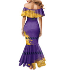 Personalised Melbourne Storm Rugby Family Matching Mermaid Dress and Hawaiian Shirt Superhero Purple Storm Mascot - Sporty Splash Art Style