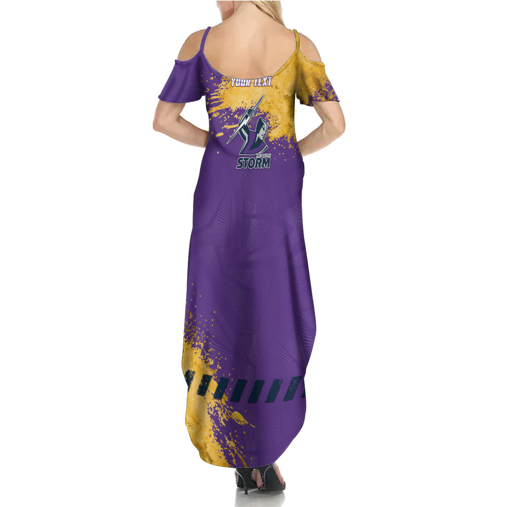 Personalised Melbourne Storm Rugby Family Matching Summer Maxi Dress and Hawaiian Shirt Superhero Purple Storm Mascot - Sporty Splash Art Style