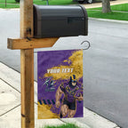 Personalised Melbourne Storm Rugby Garden Flag Superhero Purple Storm Mascot - Sporty Splash Art Style