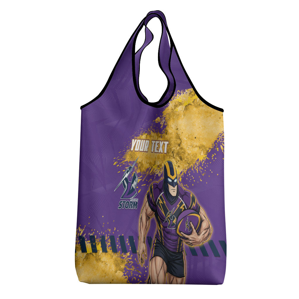 Personalised Melbourne Storm Rugby Grocery Bag Superhero Purple Storm Mascot - Sporty Splash Art Style