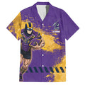 Personalised Melbourne Storm Rugby Hawaiian Shirt Superhero Purple Storm Mascot - Sporty Splash Art Style