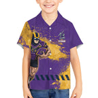 Personalised Melbourne Storm Rugby Hawaiian Shirt Superhero Purple Storm Mascot - Sporty Splash Art Style