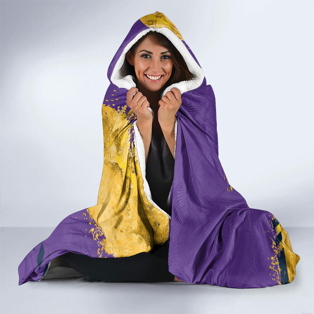 Personalised Melbourne Storm Rugby Hooded Blanket Superhero Purple Storm Mascot - Sporty Splash Art Style