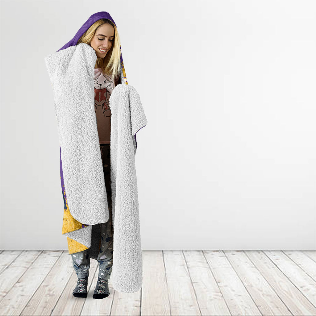 Personalised Melbourne Storm Rugby Hooded Blanket Superhero Purple Storm Mascot - Sporty Splash Art Style